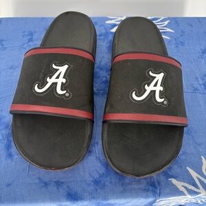 Nike Black and Red Slide Sandals with University of Alabama Logo